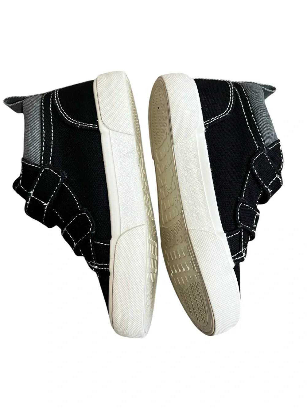 Old Navy Canvas Double Secure Strap High Top Skate Sneakers Black Toddler Size 8